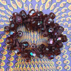 Brown Beaded Long Hair Scrunchie Elastic Tie Fashion Women Casual Accessory